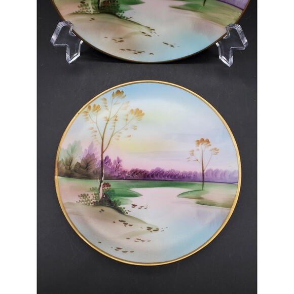 Meito China Hand Painted Decorative Japanese Plates (2) NICE Vintage Collectible - Picture 4 of 12